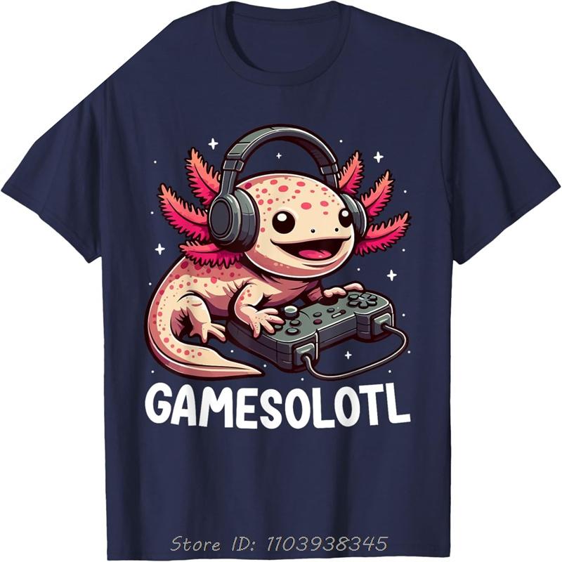 Gamesolotl Axolotl Video Gamer Kawaii Anime Giftsunisex Teens Individuality Graphic T Shirtsunisex Clothing cotton Streetwear