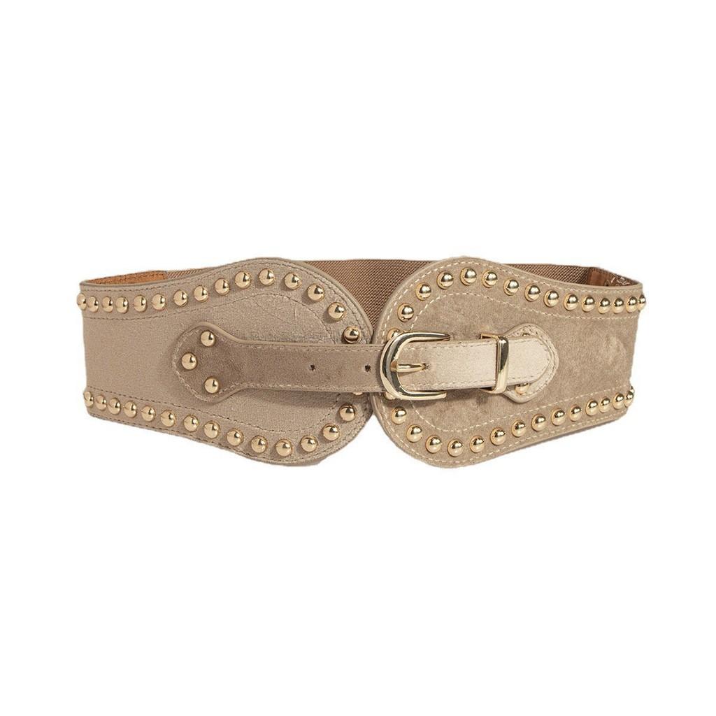 Womens Adjustable Faux Leather Waist Belt With Rivet Decor Western Style For Winter Wear
