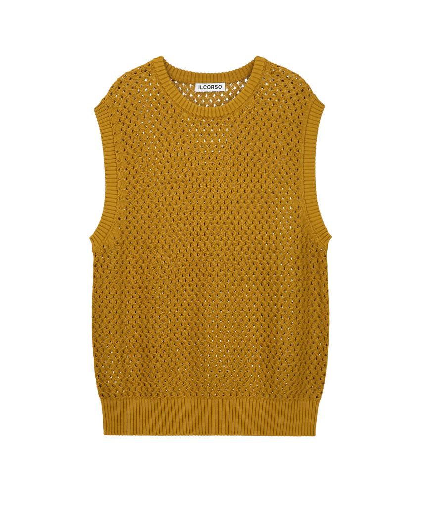 Il Corso Honeycomb Mesh Knit Vest Dark Yellow