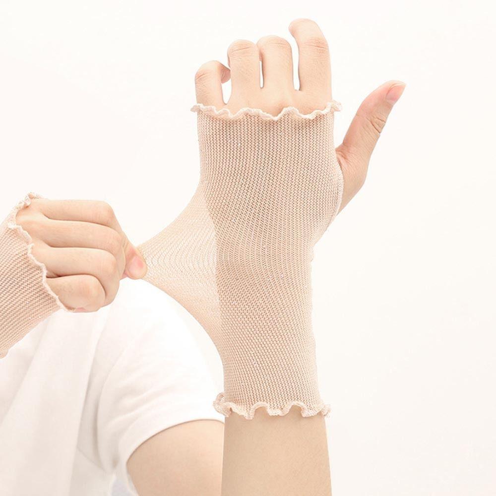 Cycling Anti-UV Shinny  Ruffle Women Mittens Half Finger Gloves Fingerless Gloves Mesh