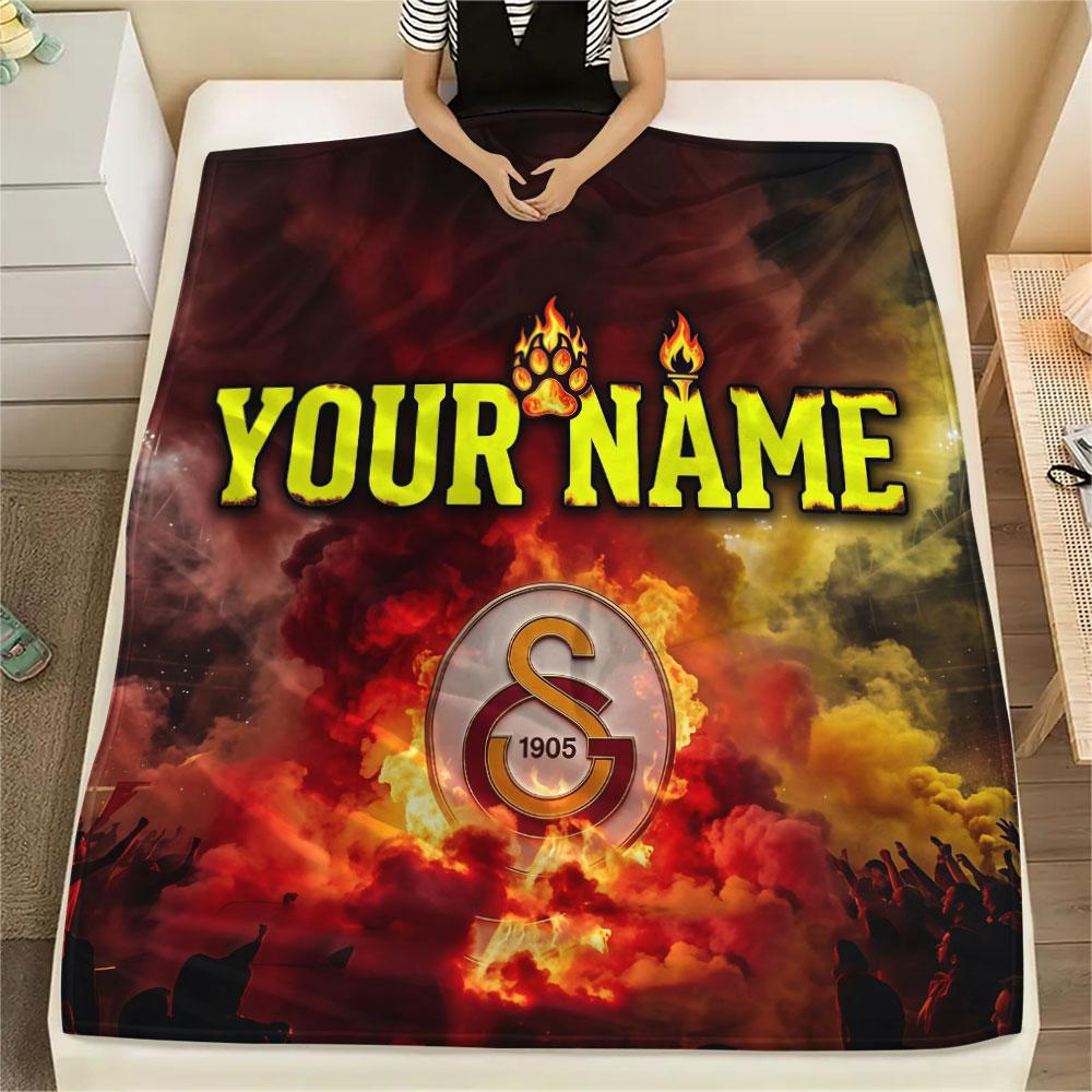 Custom Name,Galatasaray SK Printed Flannel Blanket, soft throw for bedroom sofa, washable, Christmas present, great gift.