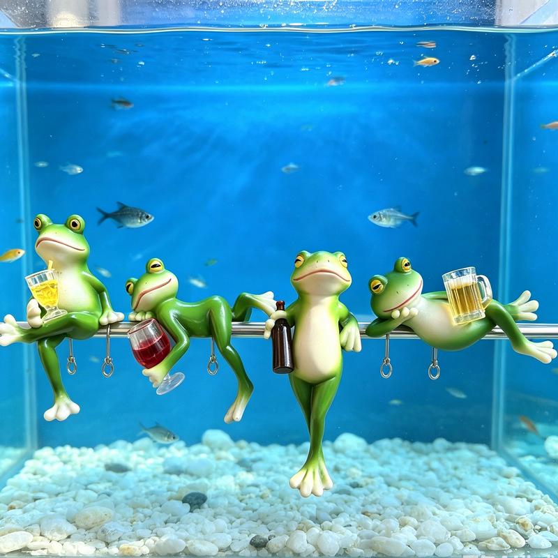 Frog Resin Flower Pot Ornament for Garden & Fish Tank Decor