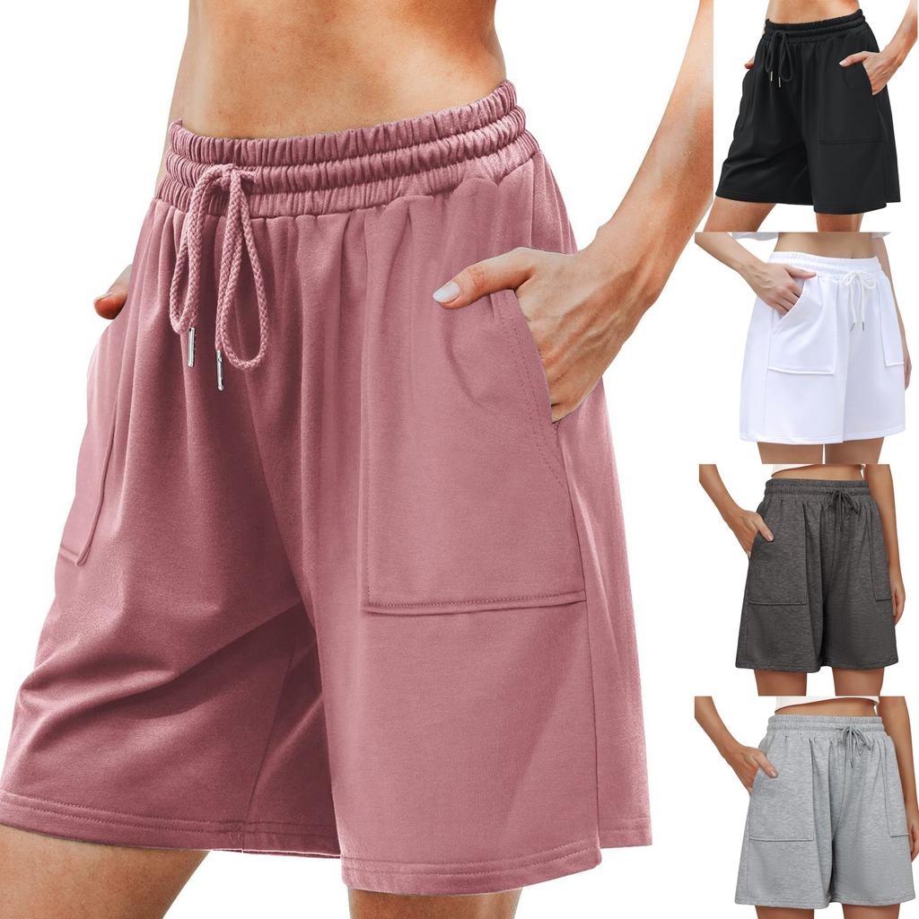 Women's Casual Loose Beach Pants Solid Color Pockets Shorts