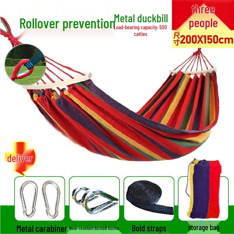 Reinforced Wooden Stick Canvas Outdoor Camping Hammock