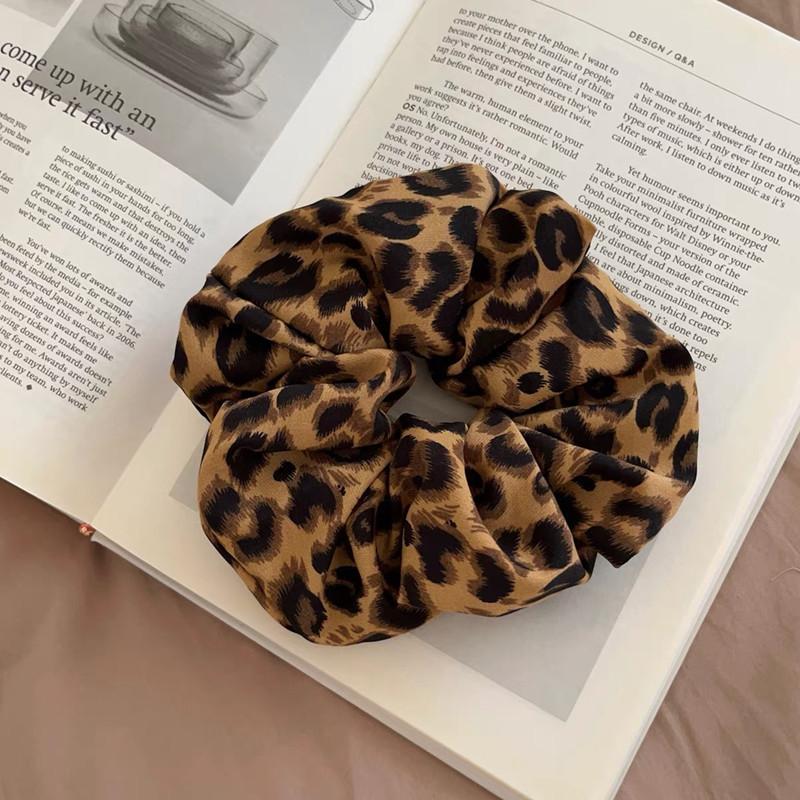 Extra large! Leopard print large intestine hair band~early spring new sweet and cool hot girl Y2k millennium style ball hair accessories headdress