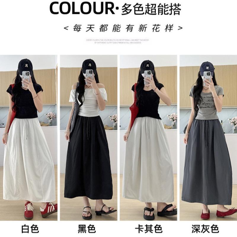 Tooling skirt women's new high-waisted thin a-word skirt drooping feeling small summer pumpkin dress