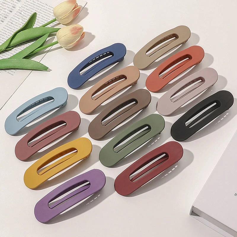 Fashion Color Solid Acrylic Hairpins Toothed Korean Frosted Large Hair Clips Women Girl Hair Accesories Non Slip BB Barrette