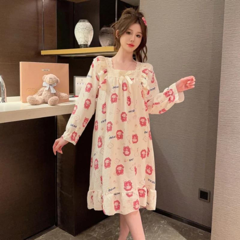 Nightgown Spring Casual and Comfortable Nightgown Ruby Home Clothes Home Clothes Cute Ruby Casual Large Size Nightgown