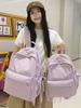 Schoolgirl Nylon Plaid Backpack With Fabric And Curved Shoulder Straps For High School Students