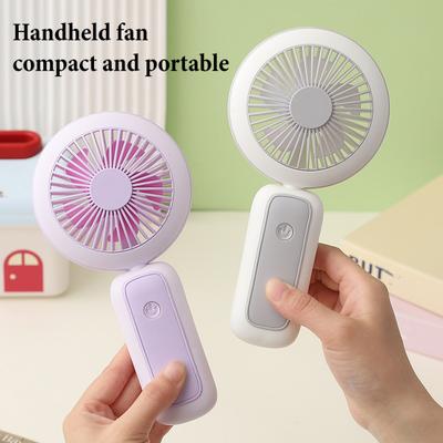 Faltbarer Handventilator mit Nachtlicht, wiederaufladbar über USB, Mini-Ventilator für Schreibtisch, Wohnheim, tragbar, leiser Ventilator für Studenten, Büro, Reisen