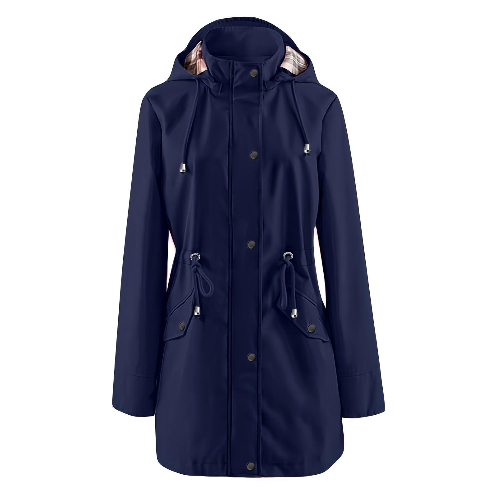 

Women s Fashionable Color Long Sleeved Hooded Pocket Outdoor Hiking Suit Jacket S Темно-синій