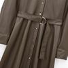 Spring 2025 Women's Slim Fit Faux Leather Belted Long Sleeve Dress