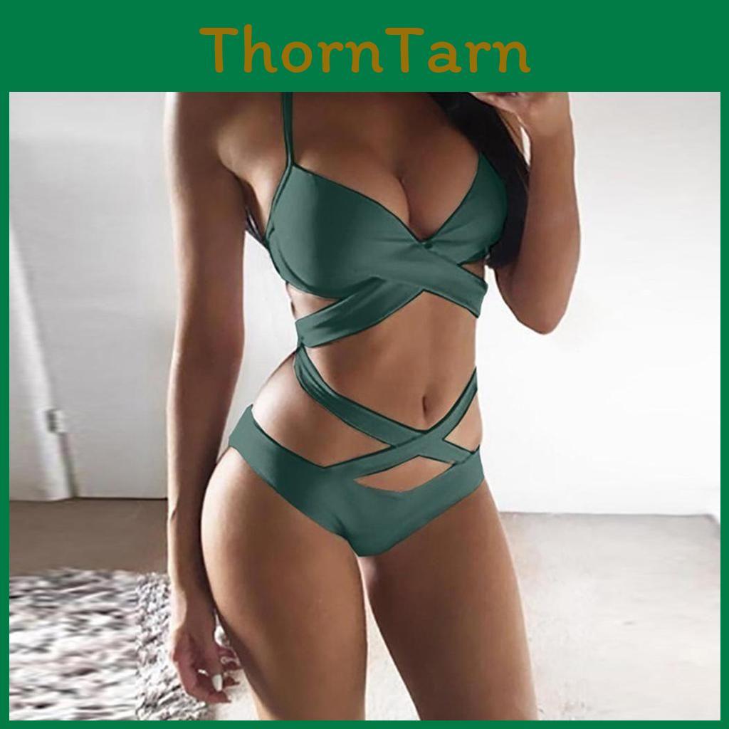 Premium Quality Five Colors Summer Sexy Women Bandage Cross Push-up Bikini Set Bathing Suit
