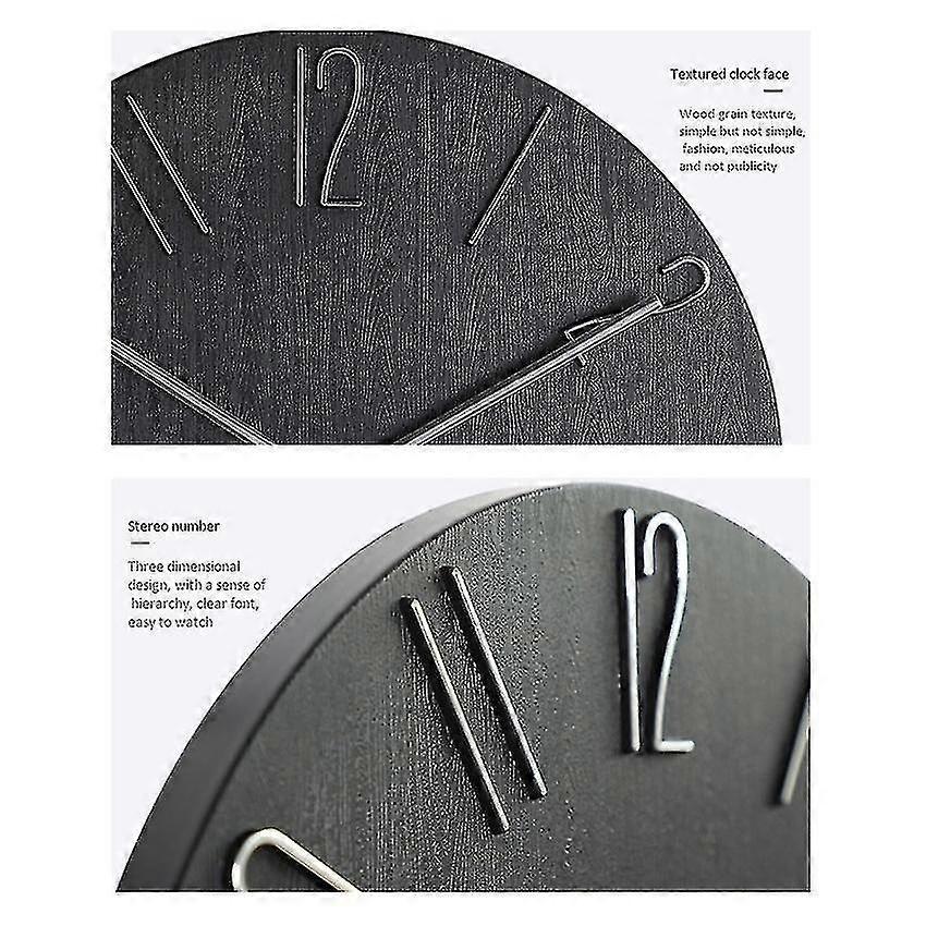 Simple Wall Clock 12 Inch Living Room Home Wall Clock Clock Watch Fashion Bedroom Wall Clock-black - Ri