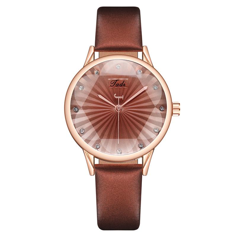 Creative Quartz Watch Leather Crystal Aesthetic Clock Versatile Business Women Wristwatch