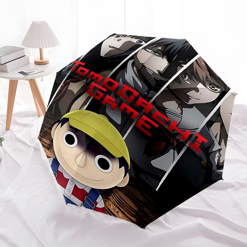 

1pc Tomodachi Game Automatic Opening/Closing Umbrella with Portable Tri-Fold Design, 8-Rib Iron Frame - Perfect Gift for Fans, Travelers, Daily Use, a