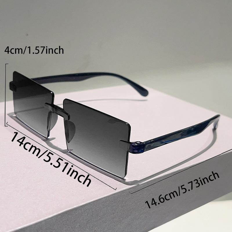 Rimless Rectangle Sunglasses Men New Fashion Gradient Outdoor Shades Women Trendy Simple Beach Vacation Decor Sun Glasses