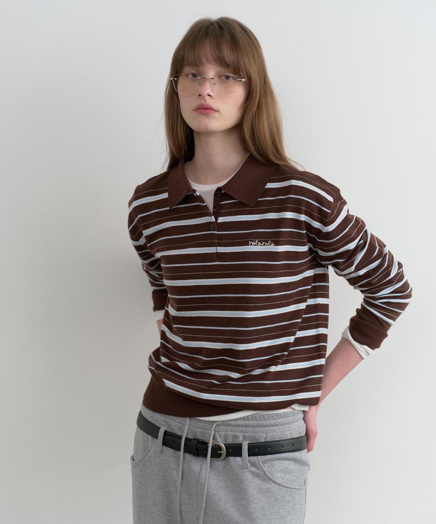 ROLAROLA Loosefit Multi Stripe Collar Knit Brown