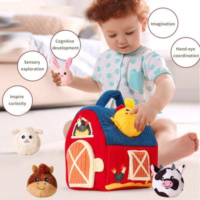Baby Plüsch Bauernhaus Spielset mit Stofftieren Bauernhoftieren Kleinkinder Jungen Mädchen Mini Plüsch Scheune Sensorisches Spielzeug mit Tier Plüschtier Dekoration