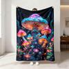 1Pc Colorful Mysterious Mushroom Printed Flannel Blanket Multiple Size Soft Casual Cover Blanket Gift Blanket, Machine Washable