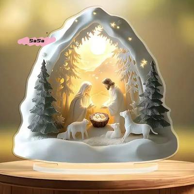 S-1Pc 2026 New Nativity Jesus Birth Scene Xmas Table Centerpiece Accessory 2D Flat Acrylic For Home Decoration Party Ornament