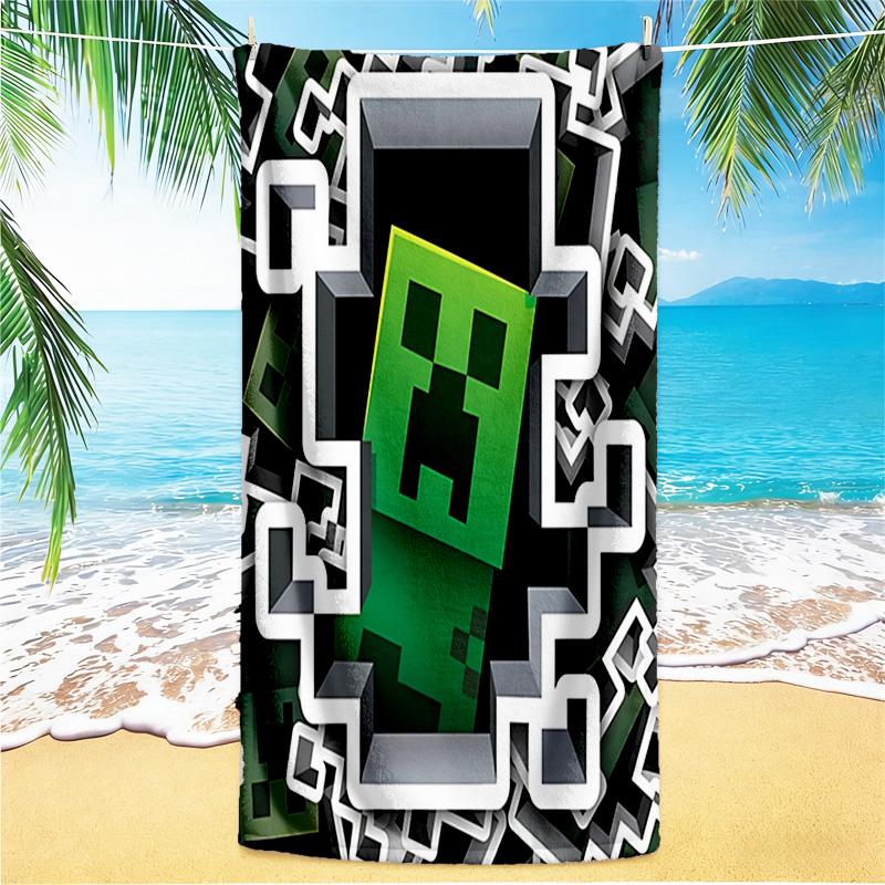 1pc Minecraft Pixel Characters Adventure beach towel,quick drying absorbent beach towel Y73049