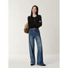 JIUZI Annaque Vintage Washed Rhinestone Straight-Leg Jeans