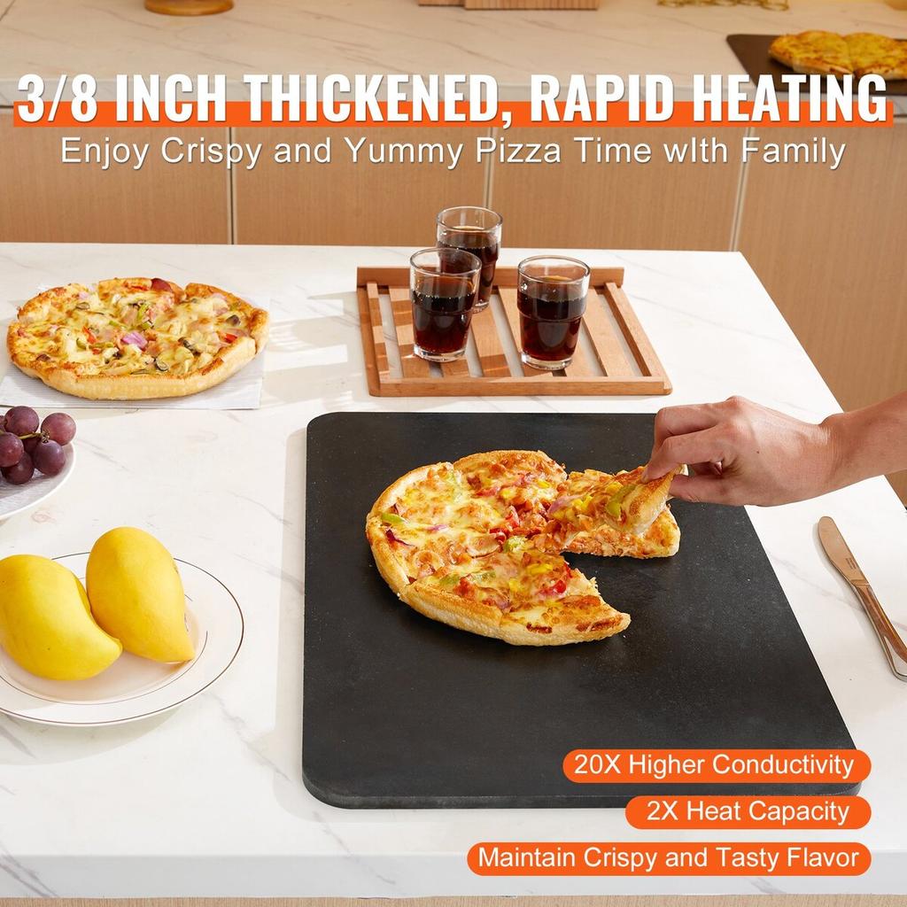 Pizza Steel, 20" X 14" X 3/8" Pizza Steel Plate for Oven, Pre-Seasoned Carbon Steel Pizza Baking Stone with 20X Higher Conductivity, Heavy Duty