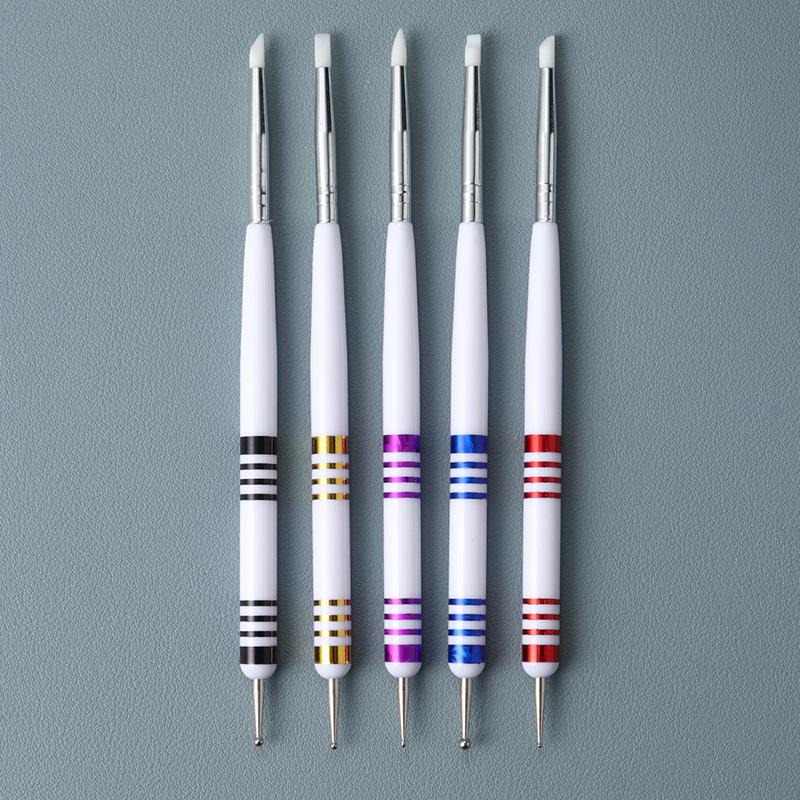 

5Pcs/Set 2-Way Silicone Nail Art Pen Carving Emboss Hollow Gel Shaping Nail Brush Diy Dotting Pen Manicure Drawing Painting Tool