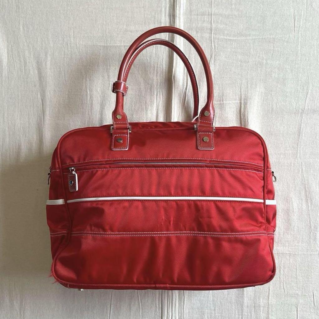 [USED] 90s Courrèges 2-way Boston Bag with Logo Plate and Shoulder Strap (Y2K)