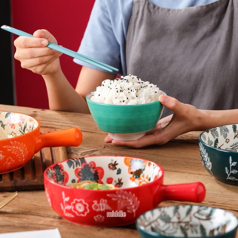 Kreatives Cartoon-Kaninchen-Griffschüssel- & Essstäbchen-Set