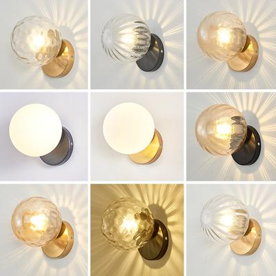 Nordic Indoor LED Wall LampIron Modern Stairs E27 Round Glass Sconce Light for Living Room Bedroom Corridor Aisle Fixture