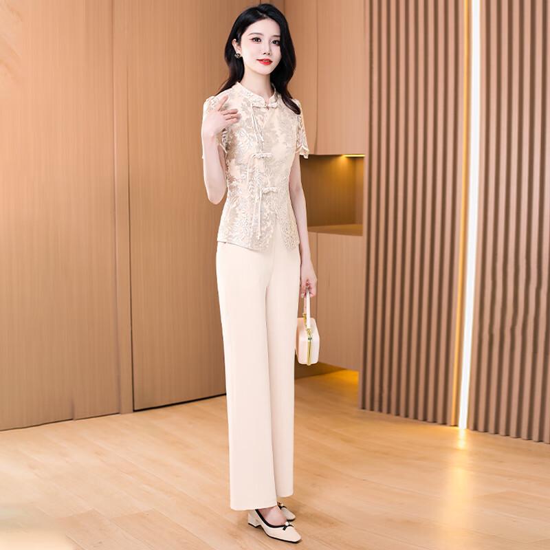 Elegant New Chinese Style Women s Two-Piece Suit 3XL