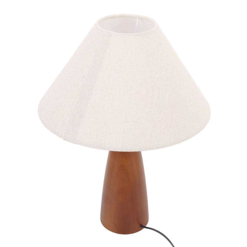 LED Schreibtischlampe Vintage Dekorativer Leinenlampenschirm Holzrahmen Nachttisch-Leseleuchte für Schlafzimmer