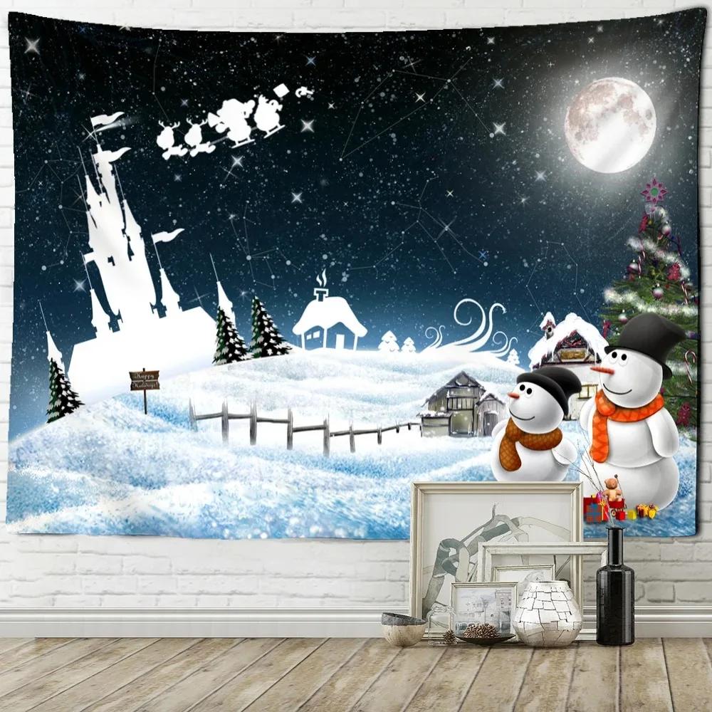 

Рождественская елка милый снеговик гобелен гостиная диван домашний декор рождественский подарок 100x75cm