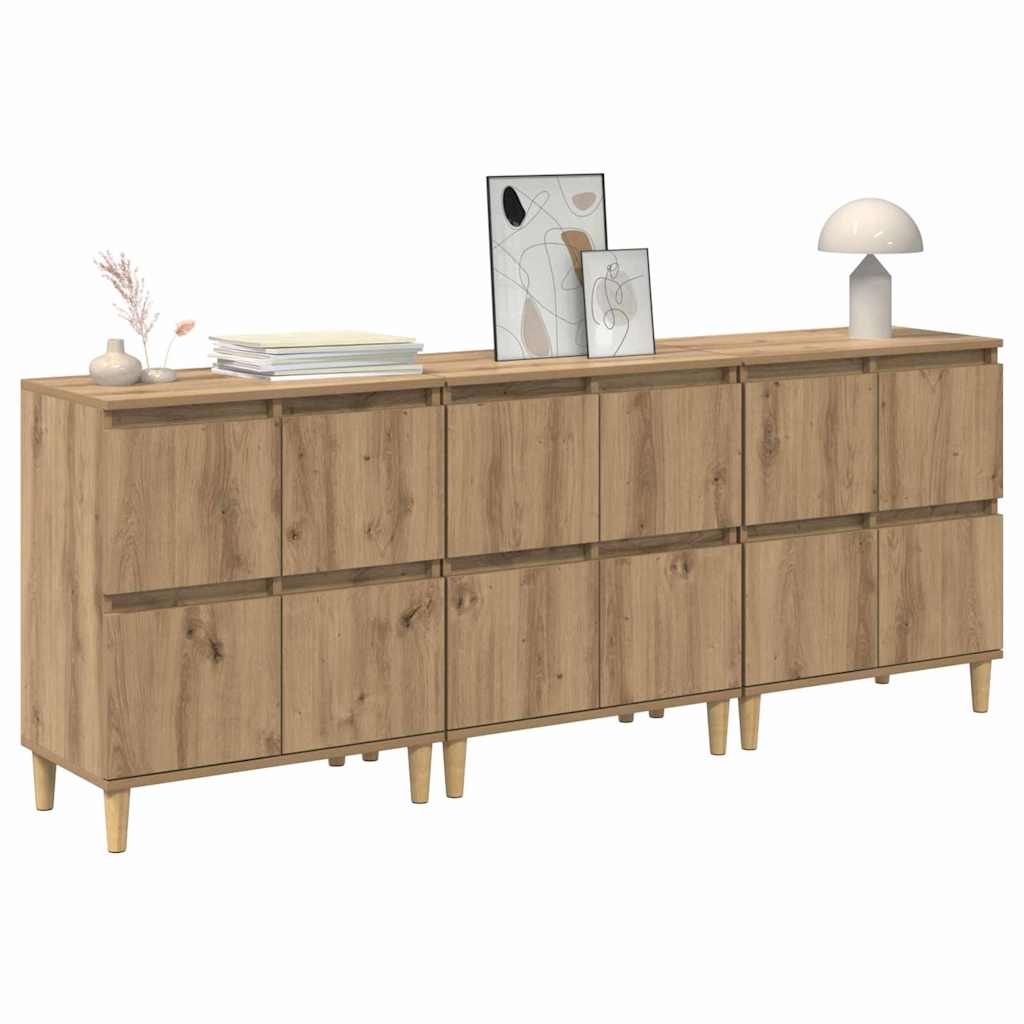 Sideboards 3 Pcs Artisan Oak 60 X 35 X 70 Cm Wood Based Material