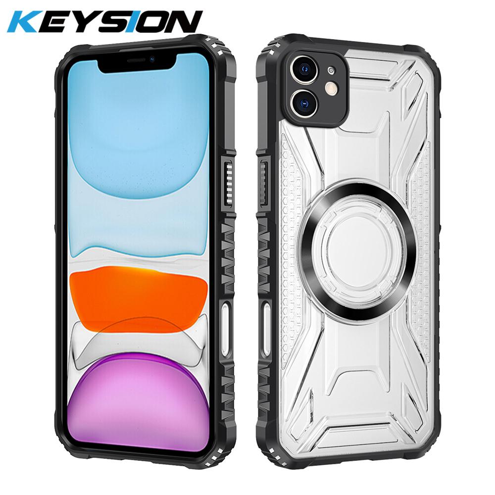 

KEYSION Transparent Magnetic Case for MagSafe for iPhone 11 12 Pro Max Silicone+PC Shockproof Phone Cover for iPhone 12 11 Pro Max for iPhone 12 чорний