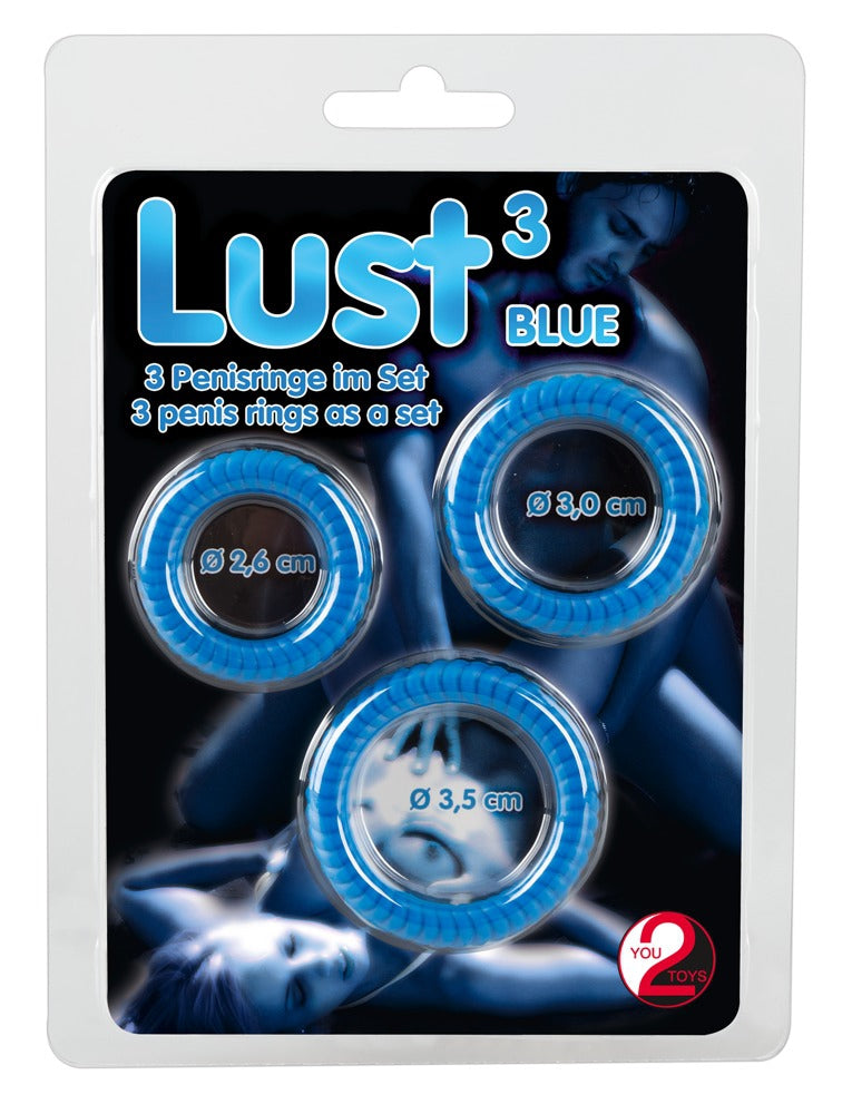 Set of 3 Blue Lust Cockrings - You2Toys - Flexible Cockrings