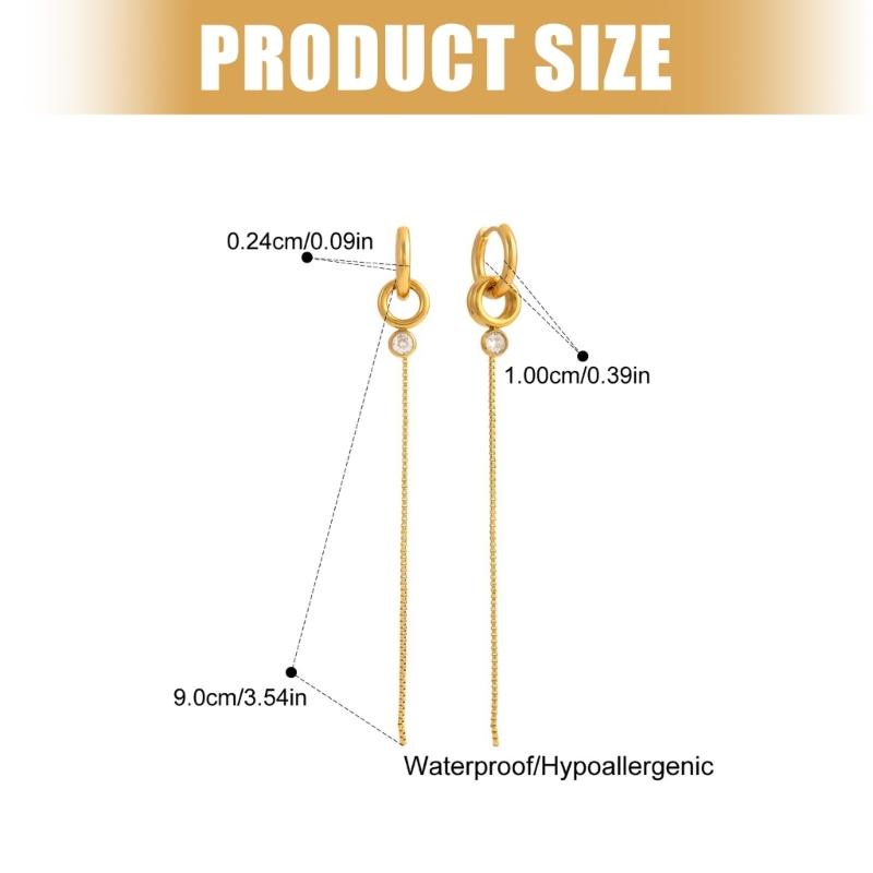Stainless Steel Drop Earrings Featuring Zircon and Elegant Tassels Designs for Comfortable All Day Wear