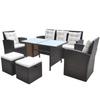 Ensemble de mobilier de jardin - VIDAXL - 6 personnes - Résine tressée - Marron