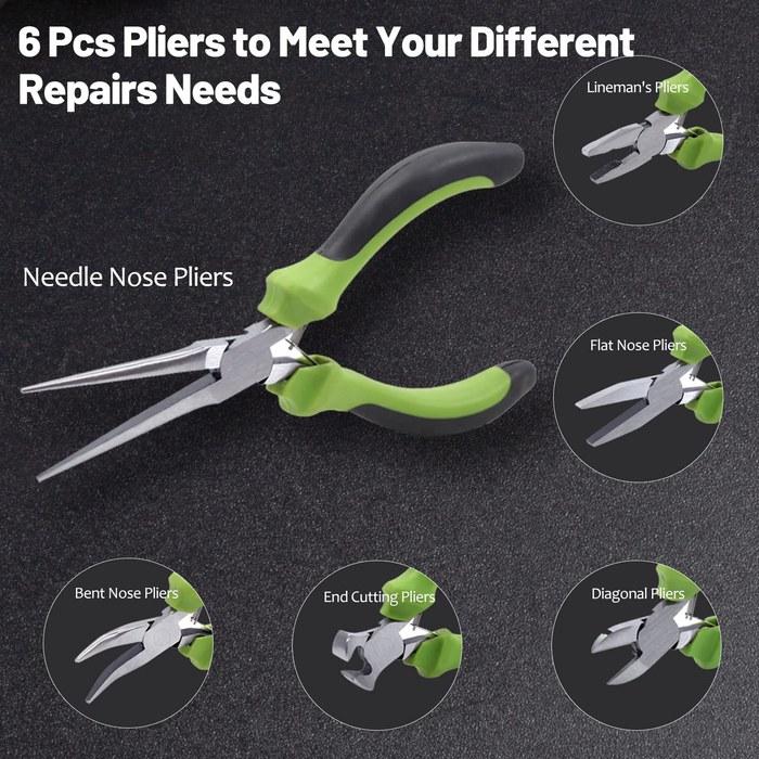 SPEEDWOX Craft Tool Set 6-Piece with Pouch. Includes 2 types of tweezers, pliers, flat-nose pliers, curved-nose pliers, nippers, and