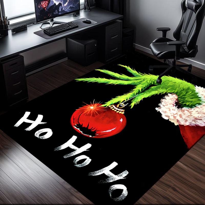 Grin-ch's Festive Adventure Rug Office Carpet Non-Slip Mat, Chair Rug Floor Covering for Gaming, Bedroom, Living Room , Home Decor Christmas Gift