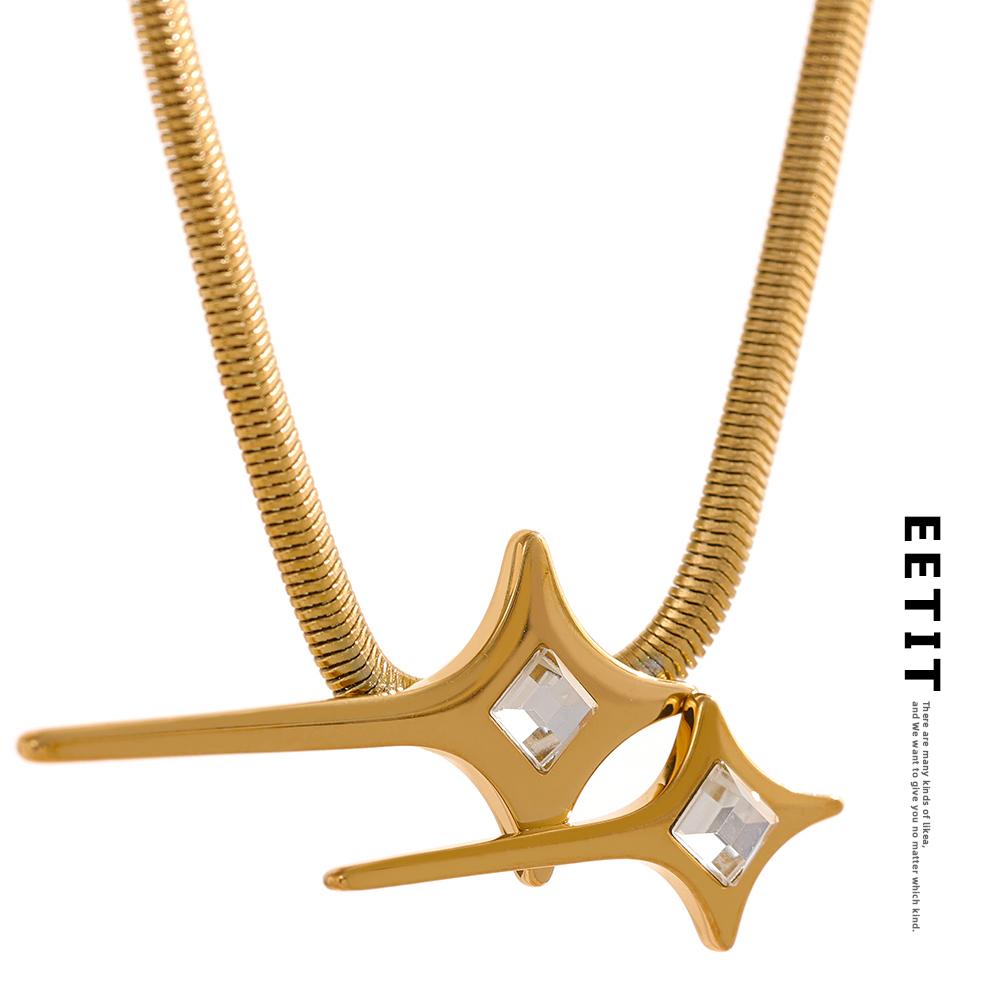 

Eetit Creative Star из нержавеющей стали с цирконом, индивидуальная цепочка-колье, ожерелье, 18-каратное золото с PVD-покрытием, очаровательные модные украшения для женщин