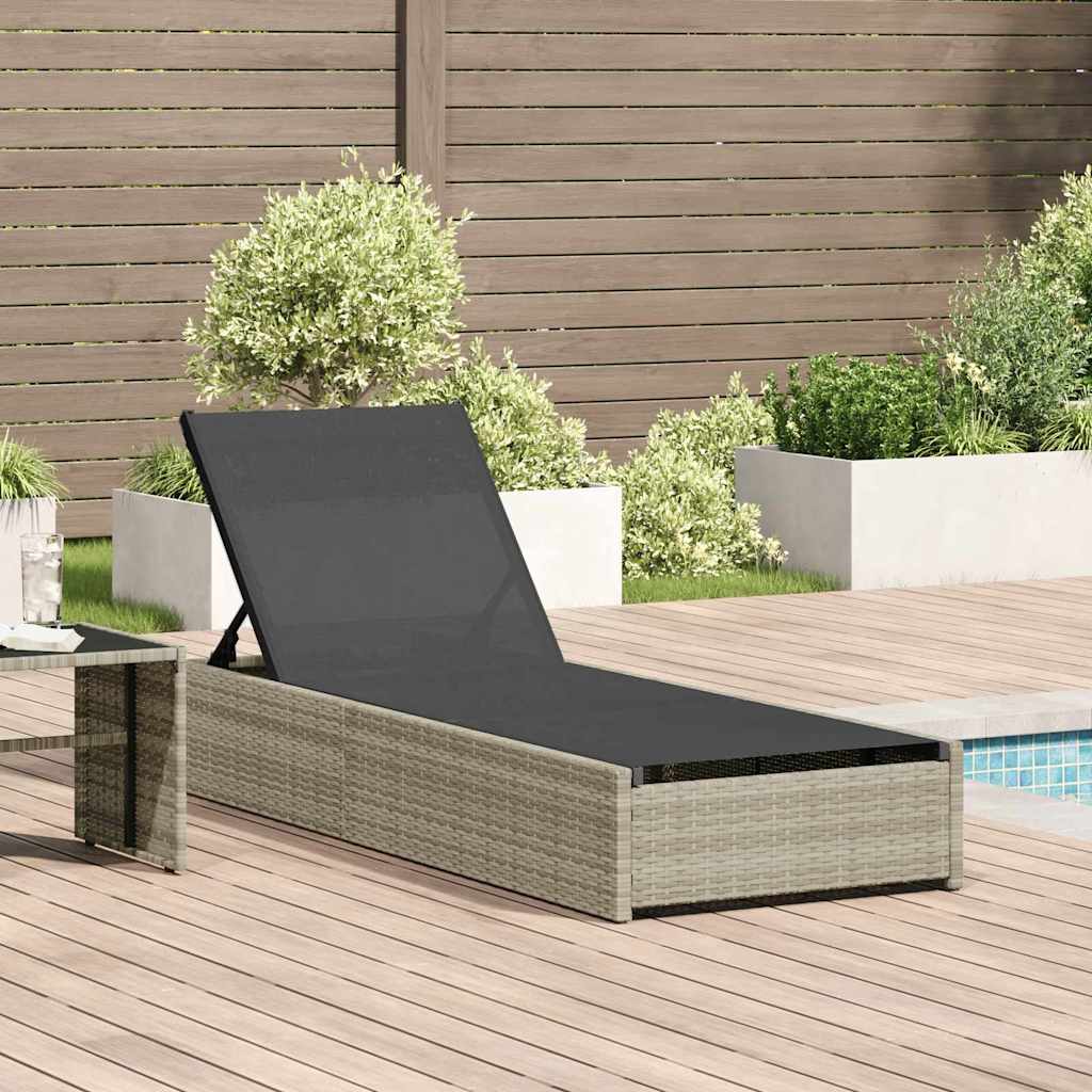 Sun Lounger Beige 200.5 x 70 x 75 cm Poly Rattan