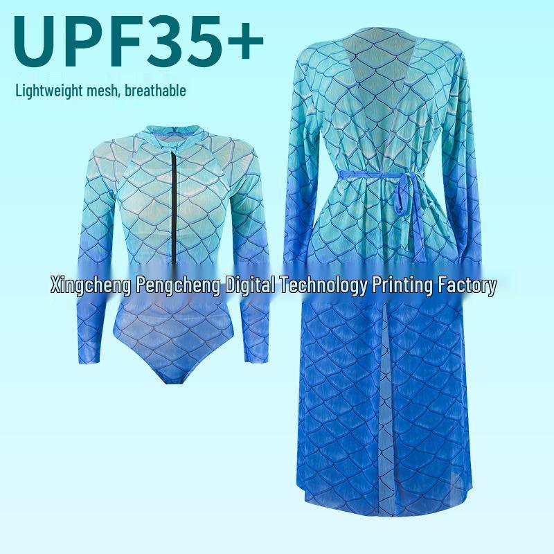 UPALNIK Damen Einteiler Netz Sonnenschutz Badeanzug Überwurf, Langarm Design