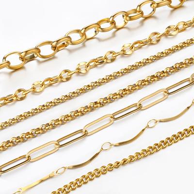 1Meter 1mm-7.5mm No Fade Gold Chain Stainless Steel Curb Chains for Jewelry Making DIY Bracelet Necklace Thick Chain Components
