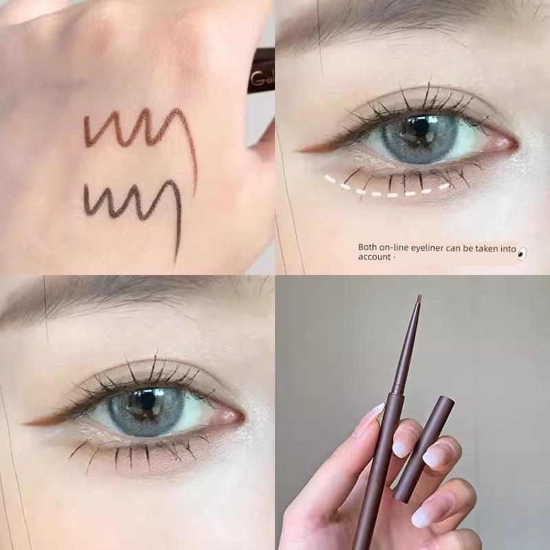 Wine Red Eyeliner Brown Eyeliner Smooth Not Dizzy Waterproof and Durable Thin Head Color Black Novice Genuine Goods