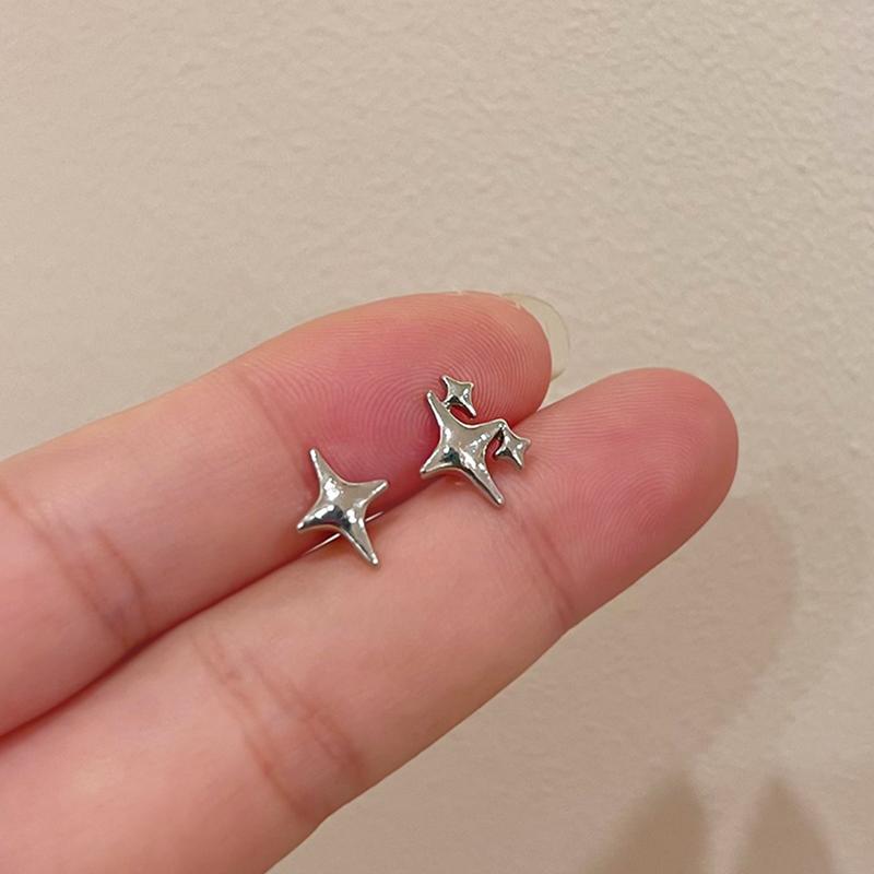 Y2K Stijl Holle Vijfhoekige Stud Oorbellen voor Vrouwen Personaliseer Sterrenbeeld Ronde Oor Gesp Metalen Accessoires Mode Sieraden
