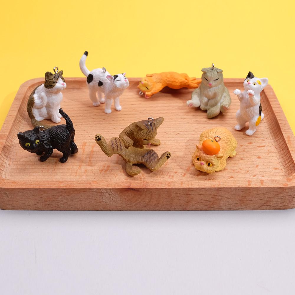 Portachiavi, Ciondolo, Orecchini e Spilla - Capsule Stile Giapponese e Coreano - 9 Bambole Gatto Carine Fatte a Mano