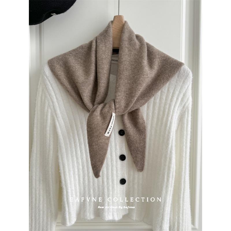 Triangular Scarf  Headscarf Knitted Striped Scarf  Women's Multi Functional Small Scarf